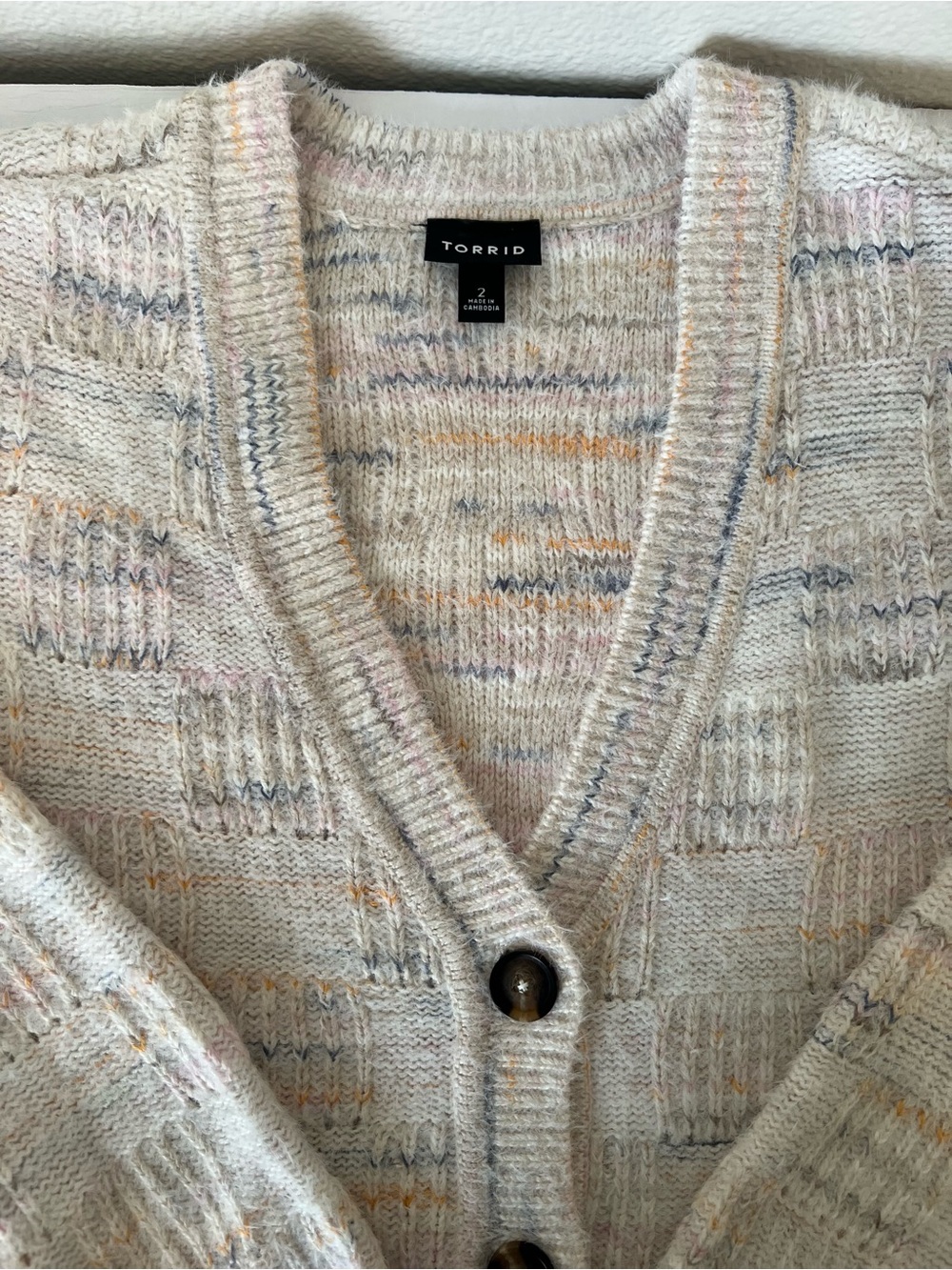torrid Cream Multicolor Fleck V-Neck Cardigan